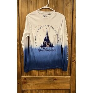 Walt Disney World 50th Anniversary Passholder T-Shirt Womens S‎ White Blue